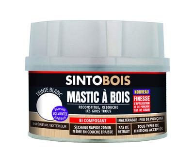 Sintobois Mastic à bois de Finition Blanc 500 ml