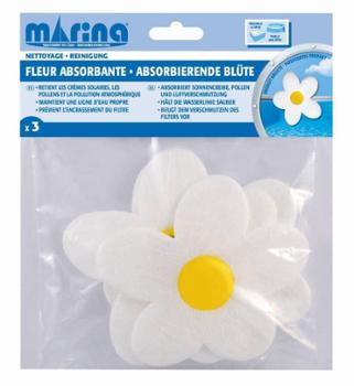 Fleur Absorbante Lot de 3 pour piscine, absorbe huiles solaires, graisses et pollens pour une eau propre.