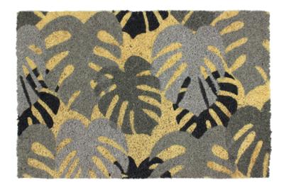 Tapis Coco imprimé feuillage noir et blanc 40 x 60 cm pour une entrée