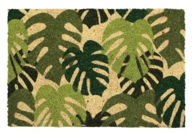 Tapis Coco imprimé feuillage 40 x 60 cm pour entrée en fibres naturelles