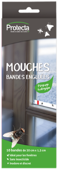 Mouches Bandes Engluées pour Fenêtre étui de 10 bandes 1.5x20cm