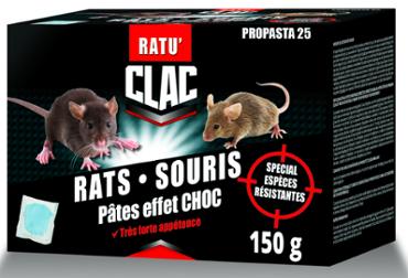Clac Raticide pâte Espèces Résistantes Rat et Souris boîte de 150gr TP14