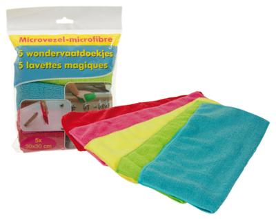 Lot de 5 Lavettes Unis Microfibres 32 x 32 cm