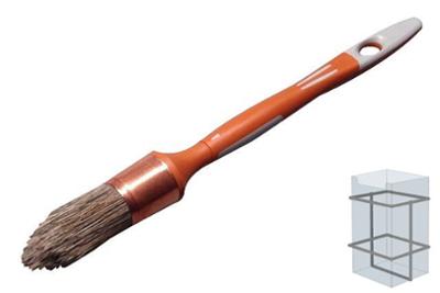 Pinceau à réchampir bi-matière pour lasure taille 3/0 avec manche ergonomique et fibres synthétiques.