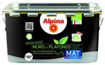 Alpina 0% Conservateur Mur Plaf Monocouche Mat 2L5 Blanc