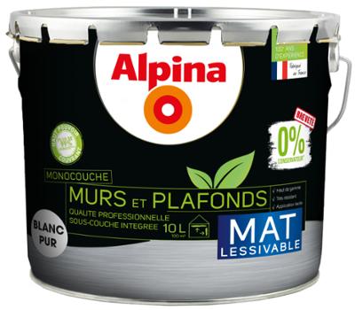 Alpina 0% Conservateur Mur Plafond Monocouche Mat 10L Blanc
