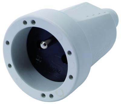 Fiche universelle femelle 10A en PVC grise pour raccordement électrique