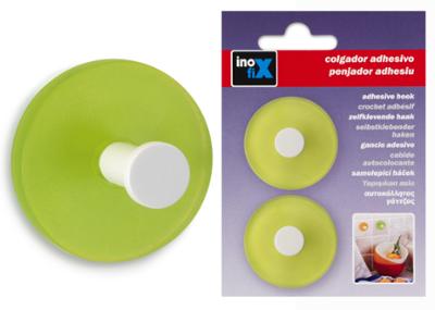 Crochet Adhésif Rond x2 Semi Transparent Vert 