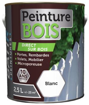 Bâtir Peinture Bois Direct sur Bois 2L5 Blanc