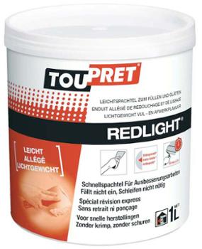 Toupret Redlight Enduit Allégé de Rebouchage et Lissage en Pâte Pot de 1L
