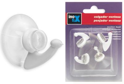 Crochet Ventouse Plastique x4 Ø33 mm Transparent