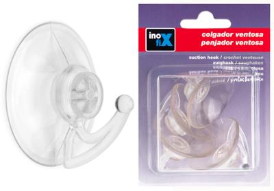 Crochet Ventouse Plastique x4 Ø42 mm Transparent