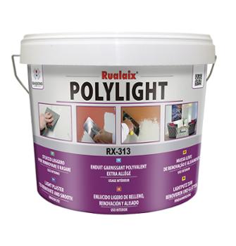 Enduit de rebouchage Rualaix RX-313 Polylight pour murs intérieurs, séchage rapide et application facile
