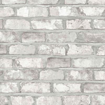 EW3104 Vinyle Grainé sur Intissé Briques Blanches et Grises