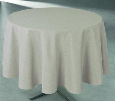 Nappe Polyester Ronde Ø160 cm Tissage Lin Beige sur Cintre
