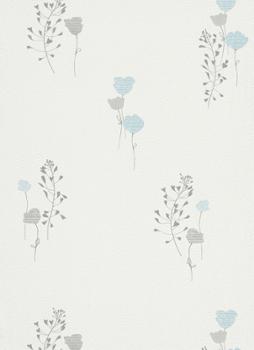 5837 - Vinyle Expansé sur Papier Motif Fleur Bleu