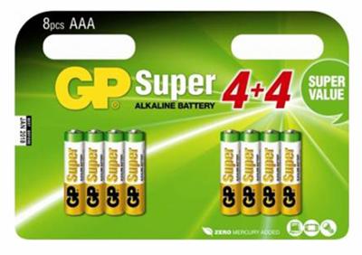 GP Super Alcaline 4 Piles AAA + 4 OFFERTES Sous Blister