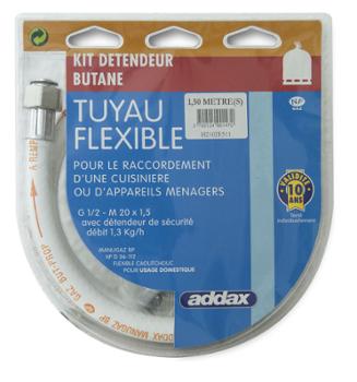 Kit Butane Flexible+Détendeur 1m5 Manugaz - 10ans en Blister