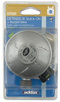 Détendeur QUICK-ON Butane Avec Tétine Ø27 NF GAZ en Blister