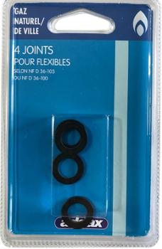 Joints Noirs Pour Flexibles Gaz Naturel Lot de 4 en Blister