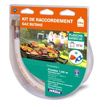 Kit Flexible Plancha & Barbecue + Détendeur Butane 1m50 + Manique Silicone en Blister