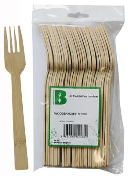 Fourchettes en Bambou 17cm Paquet de 30