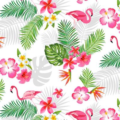 Protège Table Imprimé Flamant Rose 140cmx20ml Blanc