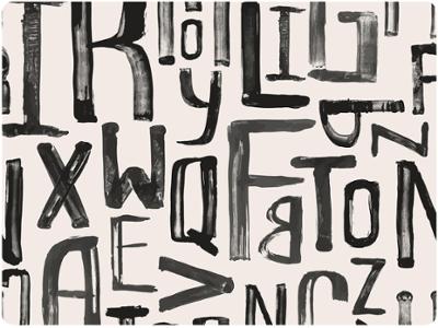 Set de table décoratif rectangulaire 40 x 30 cm avec motifs lettres noires