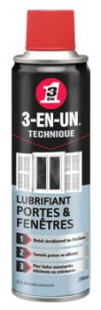 Lubrifiant 3-EN-UN Technique 250 ml en spray pour portes et fenêtres, idéal pour réduire les frottements et protéger de l'usure.