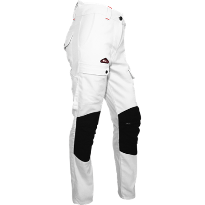 Pantalon Style Blanc Coupe Femme Avec Genouillères 