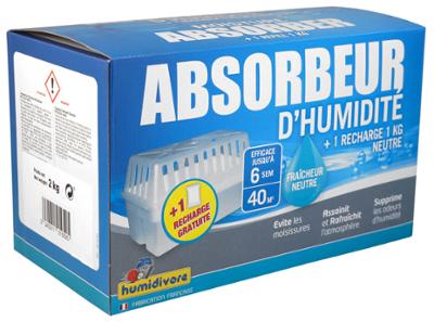 Humidivore Absorbeur + 2 Recharges de 1 kg Neutre Dont 1 Gratuite