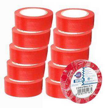 10 Rubans adhésifs PVC souple auto-extinguible électricité rouge 15mmx10ml