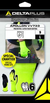 Paire de Gants Confort Tricot Enduit Latex Apolon Jaune Sachet de 6