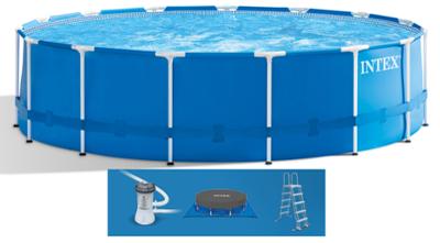 Piscine Tubulaire Ronde Métal Frame Bleue 4.57x1.22x1.07m + Accessoires