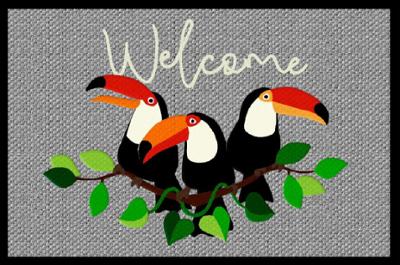 Tapis Velvet Welcome 3 Toucans 45 x 75 cm