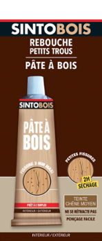 Sintobois Pâte à Bois Rebouche Imperfections Tube 80g Chêne Moyen