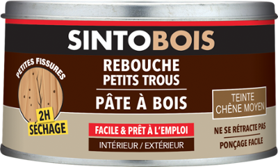 Sintobois Pâte à Bois Rebouche Petits Trous Boite 250g Chêne Moyen