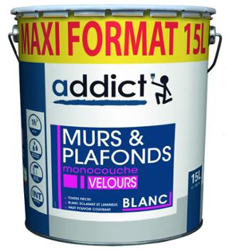 Addict Murs & Plafonds Monocouche Velours Blanc 15L Maxi Format