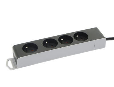 Multiprise électrique noire 4 prises avec câble 1,5m et interrupteur