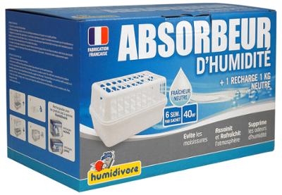 Absorbeur d'humidité Humidivore avec recharge 1 kg neutre