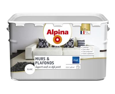 Peinture Murs et Plafonds Acrylique Mat Blanc 2.5L