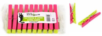Pinces à Linge Plastique Extra Forte "Paul Masquin" Lot de 10 Pinces