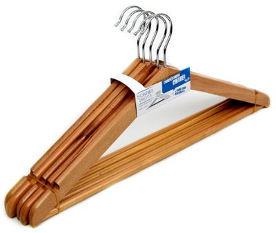 Cintres Droits avec Barrette Bois Verni Lot de 5