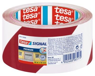 Ruban adhésif de signalisation (PVC) 66mx50mm rouge/blanc
