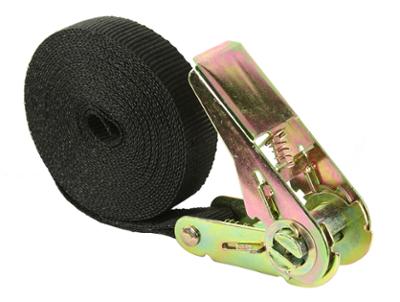 Sangle 25 mm Tendeur à Cliquet 5 m Noire en Sachet Cavalier