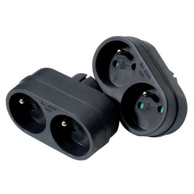 Lot de 2 multiprises électriques noires avec 2 prises 16A et terre