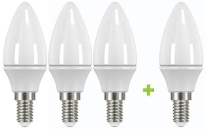 Ampoule Opaque Flamme LED E14 3.4W 250 lm Blanc Chaud 3 + 1 Gratuite