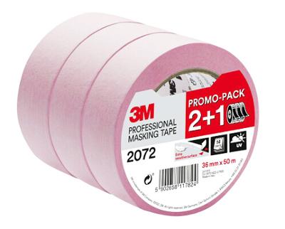 Lot de 3 rouleaux de masquage adhésif Extra Sensitive rose 36mmx50m pour surfaces délicates