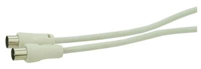 Cordon coaxial mâle/femelle blanc 100Hz pour raccordement TV