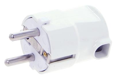 Fiche coudée 16A 2 Pôles + Terre blanche pour raccordement électrique sécurisé